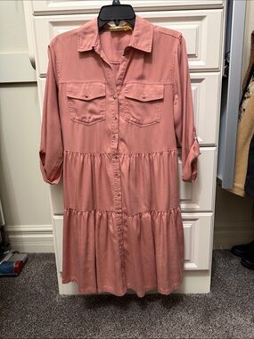 Nurture by Lamaze Dusty Rose Tiered Button-Front Midi Dress